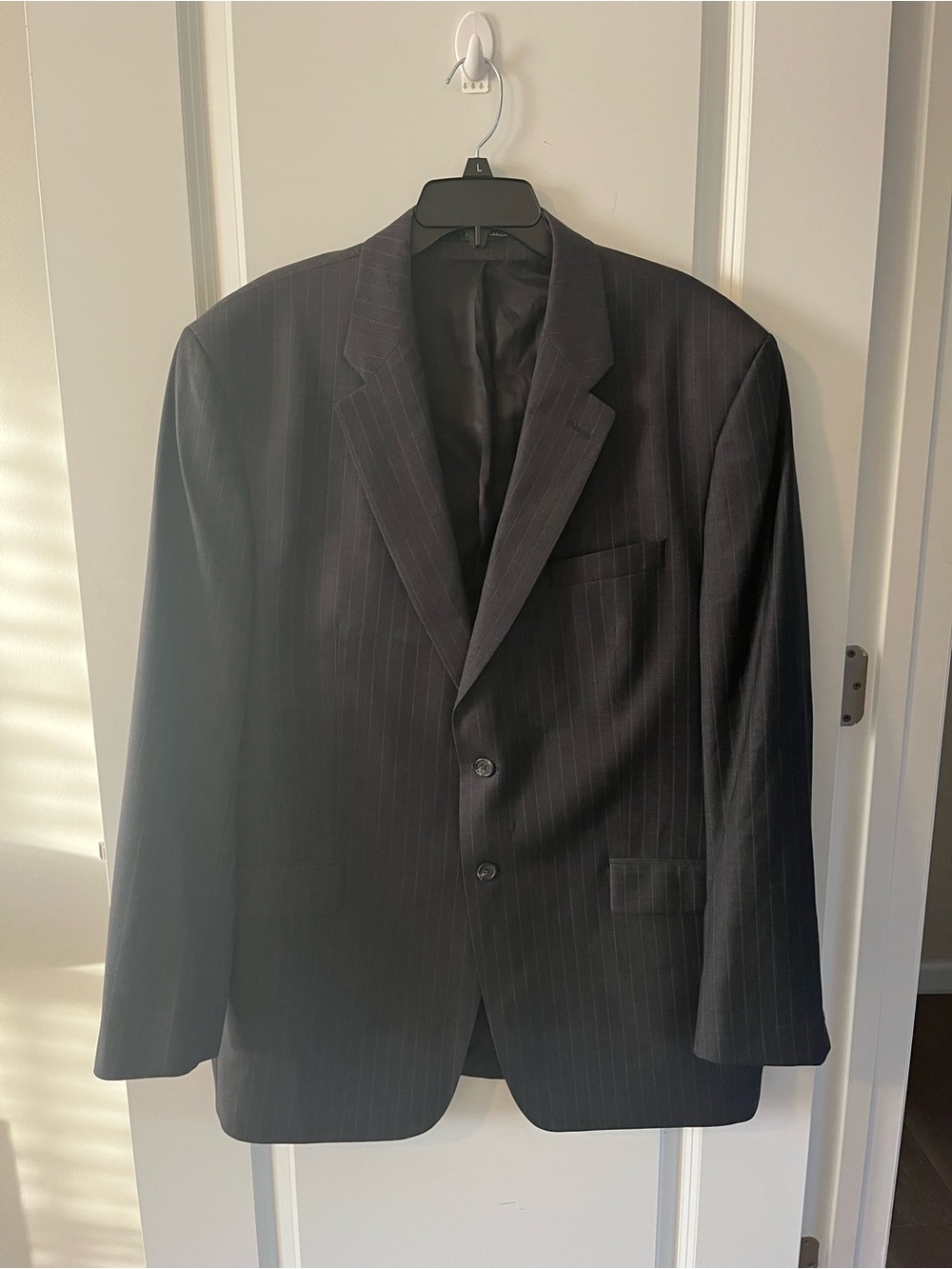 Lauren Ralph Lauren 46L Men's Charcoal Gray Pinstripe Suit Jacket
